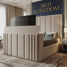 Panel lined upholstered bed - tv,