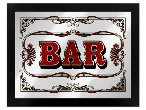 Mirrored tin sign framed - tin,