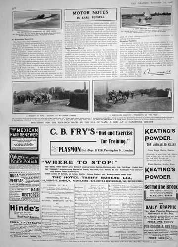 Old antique print 1908 motor - 1908,