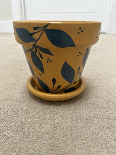 Hand painted terracotta - painted, plant