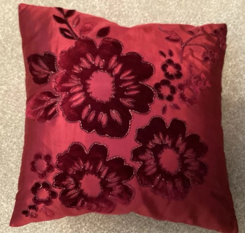 Dark red faux silk cushion - faux,