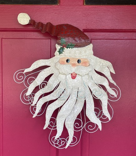 Hand painted metal santa - hand-painted,