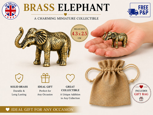 Mini solid brass elephant - mini,