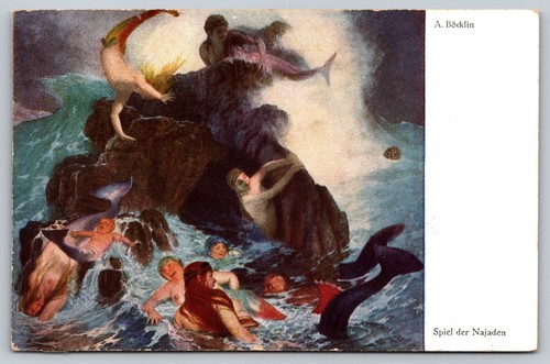 Arnold bocklin postcard - postcard, naiads