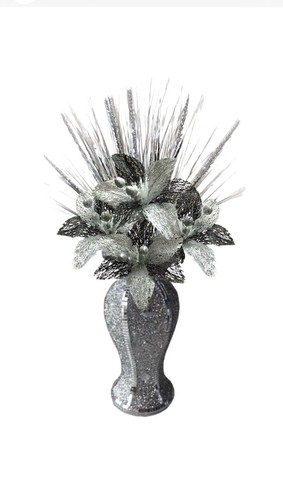 Silver vase with black - silver,