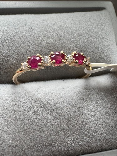 9ct yellow gold real - ruby, and