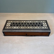 Rare Tunbridge Ware Antique Cribbage Box Inlayed Wood Box See Photos For Damage