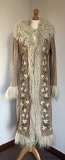Urban Outfitters Faux Suede Fur Maxi Embroidered penny lane Afghan Coat Size S