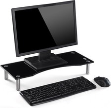 Ttap Black Glass Monitor Riser / Laptop & Computer TV Screen Stand / Height Adju