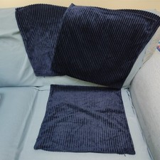Navy Cushion Covers Stripe Corduroy Cord Jumbo Super Soft 18x18"/ 45x45cm Case