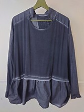 Barbara Speer Top Grunge Grey Tie Dye Gathered Peplum Hem Free Size Avant Garde