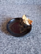 Vintage Wade Whim Tray Black Pin Dish With Whimsy Trout 