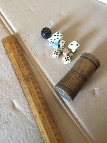 Old dice shaker - dice, &