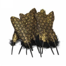 Black & Gold Goose Real Feathers 12cm-22cm Patterns Arts Craft Hats Costume UK