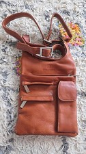Smith and Canova Womens Tan Brown Leather Cross Body Shoulder Bag Handbag
