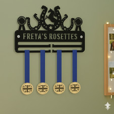 Personalised Horse Pony Medal Hanger Medal Holder Display Acrylic Rack ROSETTE