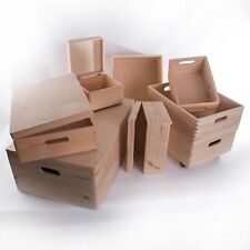 Large Wooden Storage Boxes / Plain Wood / Box with Lid / Crate Trunk Containers 