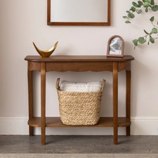 Wooden Half Moon Console Table