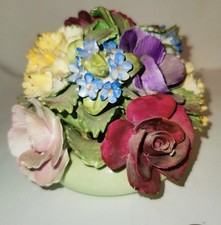 Denton England Flower Bouquet Hand Modelled Hand Painted Fine Bone China, 6 inch