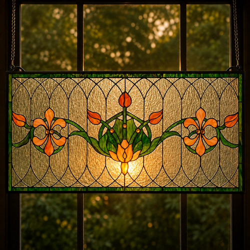 Art nouveau floral stained - art,