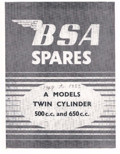 Bsa parts manual - parts, 1949