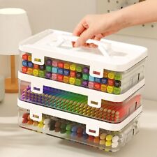 Large Capacity Art Marker Pen Case W/ Handle Marker Pen Holder Desk Storage Box
