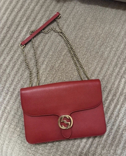 Gucci red leather shoulder - gucci,