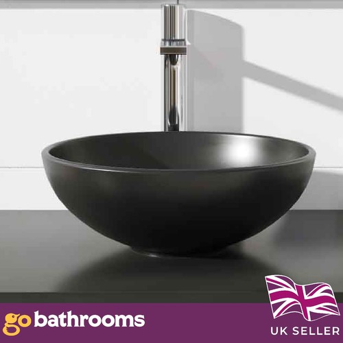 Counter top black sphere bowl - black,