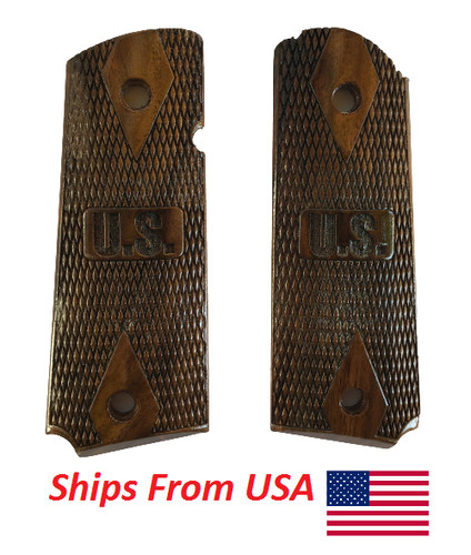 Checkered walnut wood grips - checkered,