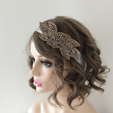 Beaded Crystal Flapper Headband 1920s Gatsby Party Fascinator Wedding Bridesmaid