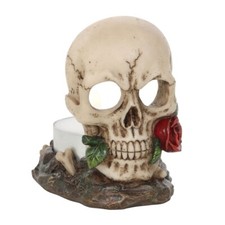 Gothic Skull Red Rose Tealight