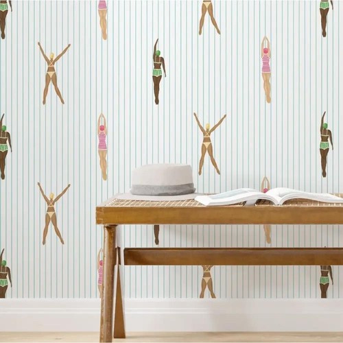 Retro swimmers wallpaper peel - wallpaper,