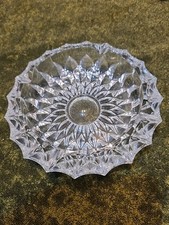 Vintage Clear Cut Heavy Glass Ashtray. Sunflower Design. Superb Condition.