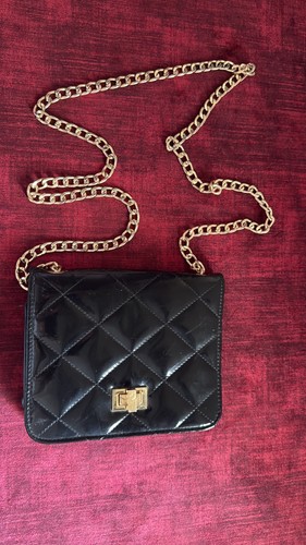 Black quilted patent - quilted, mini
