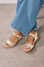 Yours Curve Women's Faux Leather Woven Sandals In Extra Wide EEE Fit