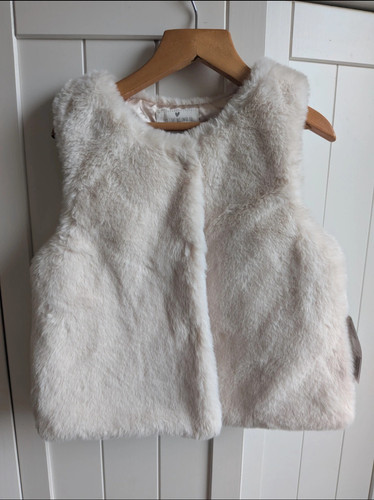 Cream faux fur gilet with