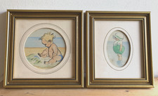J.H Dowd Framed Pictures Seaside Baby Pictures  x 2 Vintage VGC Art Prints