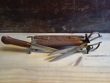 RARE GORGEOUS OLD HAND CARVED DESK SET LETTER OPENER WITH SCISSORS