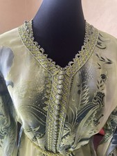 Green grey 06/25 Moroccan caftan  kaftan dress Jellaba.  