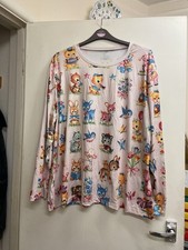 Woman’s Cream Long Sleeved Top With Cute Animals Pattern Uk4XL Crew Neck Unworn