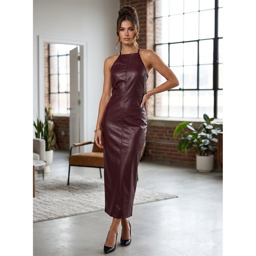 Zara faux leather halter midi - zara,