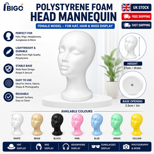 Polystyrene foam head dummy - head,