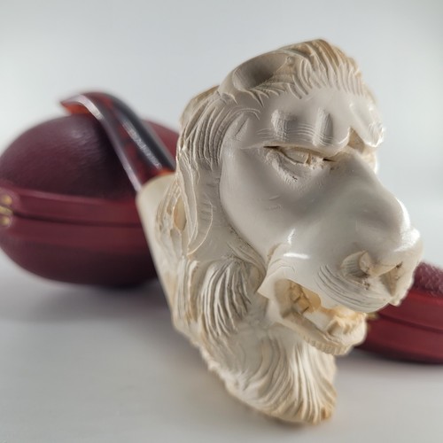 Xlarge lion meerschaum pipe - xlarge,