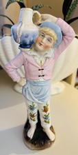 German Porcelain Figure Boy Holding Water Jug On Shoulder Excellent Condition