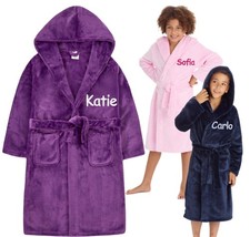 Personalised Kids Fleece Robe Dressing Gown Children Hooded Robe Gift for Girls