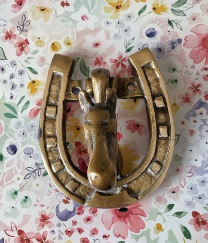 Antique brass door knocker - door,