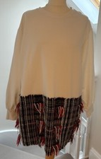 LADIES WHITE JUMPER DRESS BY ZARA SIZE L TARTAN BOTTOM WEAR OVER JEANS / LEGGING