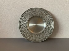 Vintage pewter decorated plate/dish, Selangor Pewter