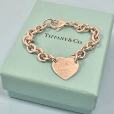 Tiffany & Co Return To Heart Silver Chunky Chain Statement Bracelet Size 7"
