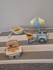 Sylvanian Families Buttercup Ice Cream Cart Village Sweet Cart Rowing Boat VGC